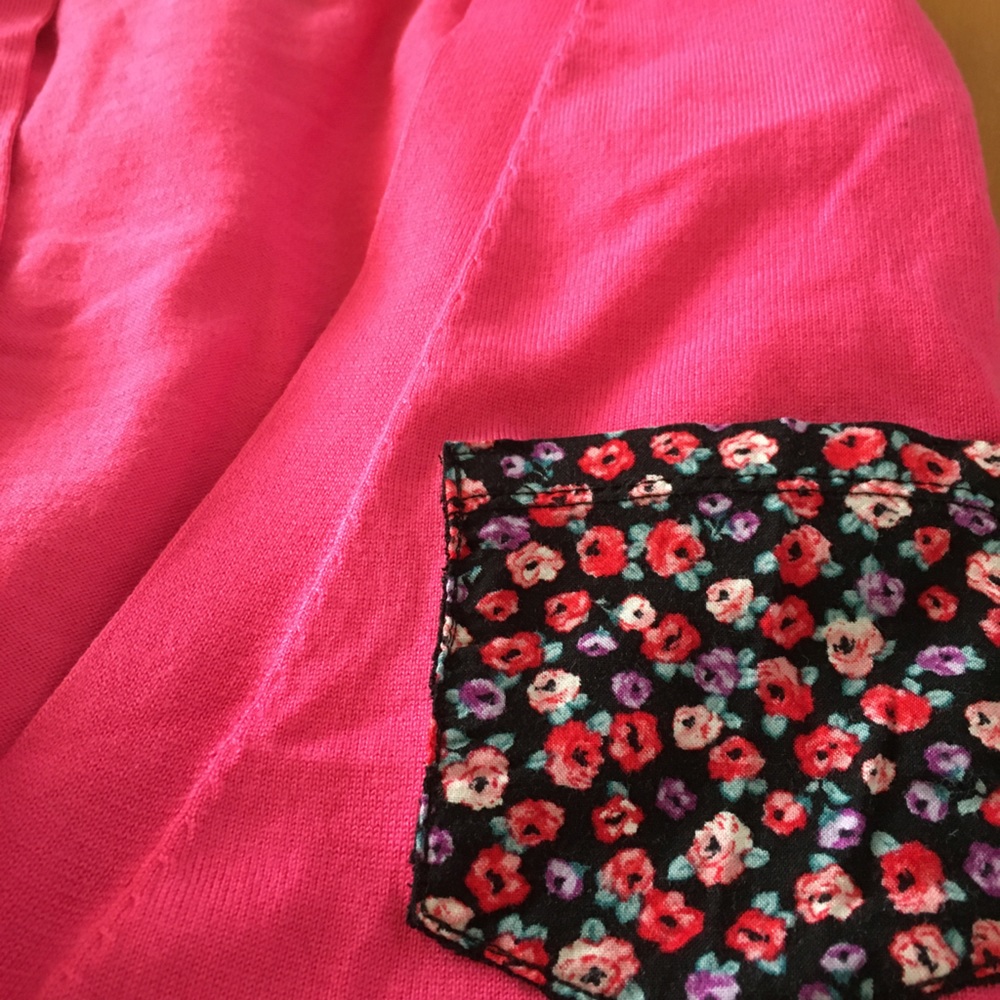 Land’s End Cardigan sweater Size L Hot pink & floral - Picture 4 of 5